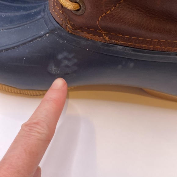 Sperry Top Sider Saltwater Tan Navy Blue Duck Boots STS91175 Women's Size 7.5 - Picture 5 of 10